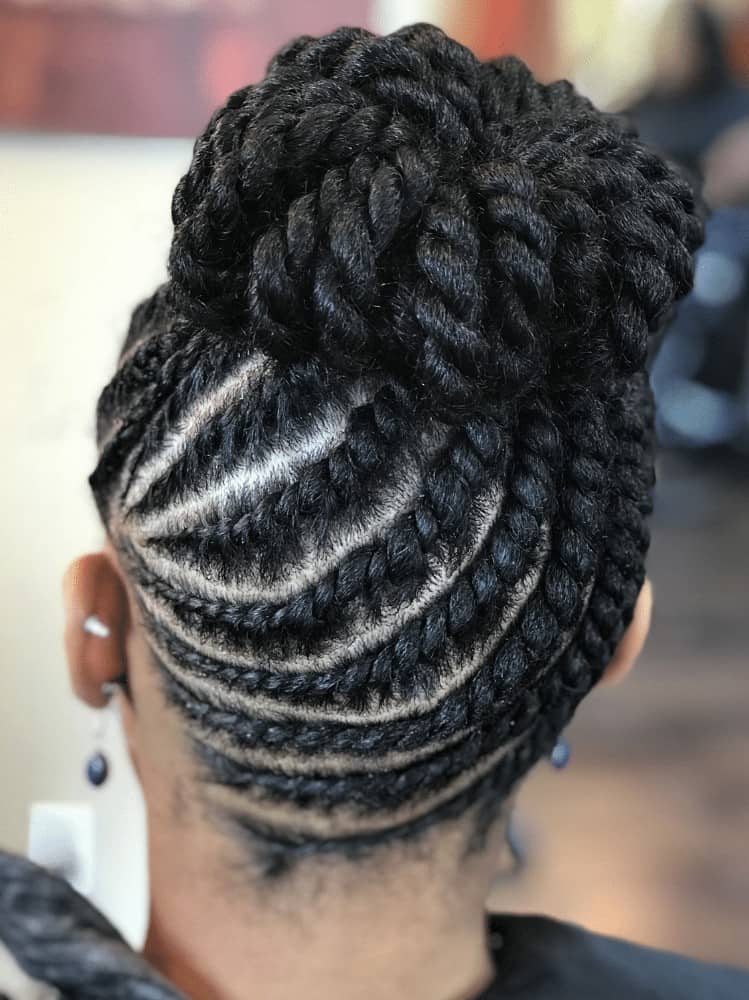 african High Side Bun with Braids