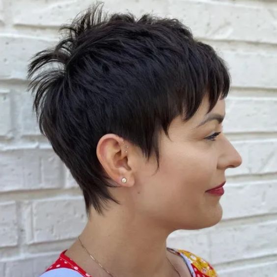 Black Choppy Pixie Cut