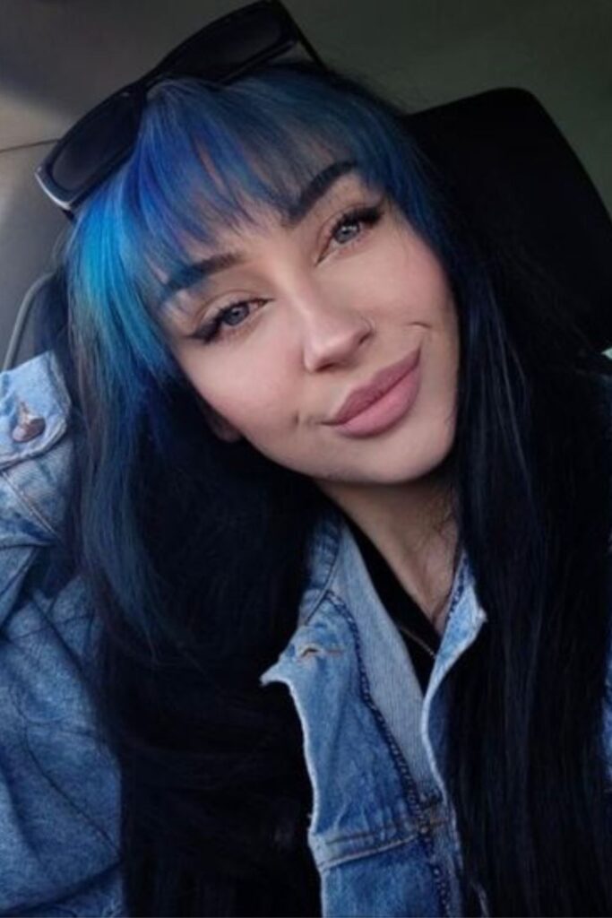 Black Hair With Blue Bangs