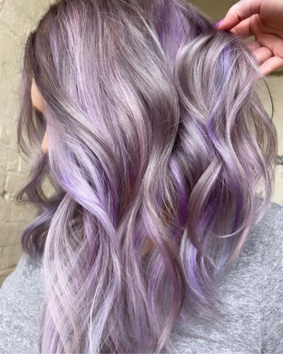 Blonde Balayage with Lavender Accents