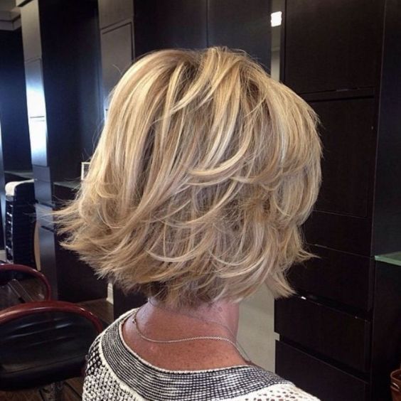 Blonde Bob with Flared Layered Ends