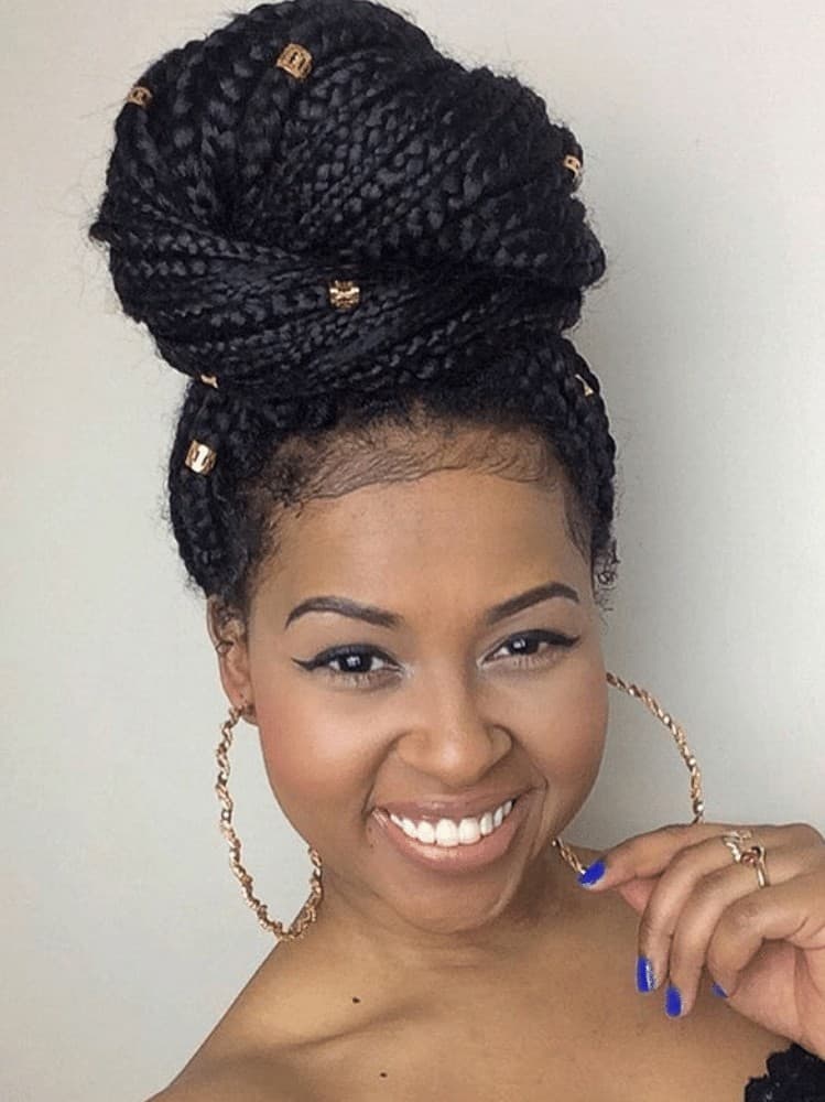 Box Braids in a Formal Bun