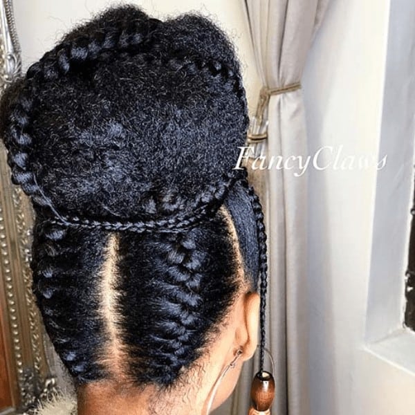 Braided bun with beads