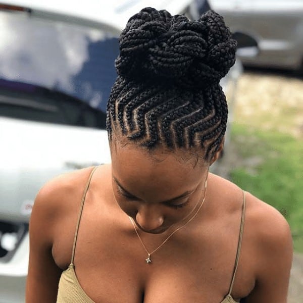 Bun with stylish braid pattern