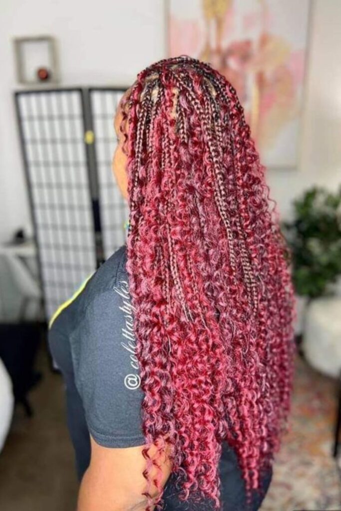 Burgundy Braids With Red Curls