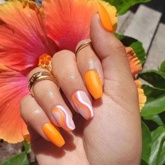 Burnt Orange Short Coffin Nails