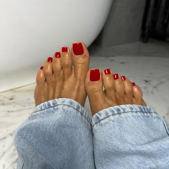 Cherry Red Toe Nails