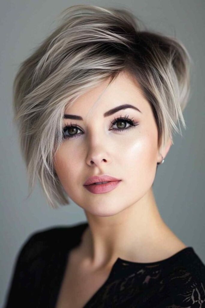 Chic Short Pixie Bob With Side Bangs