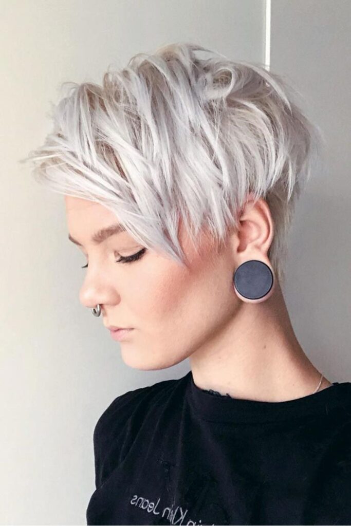 Choppy Icy Blonde Pixie Hairstyle