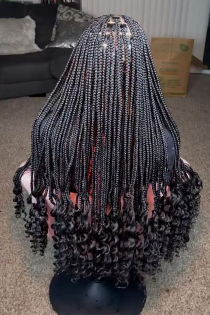 Classic Box Braids With Curly Ends