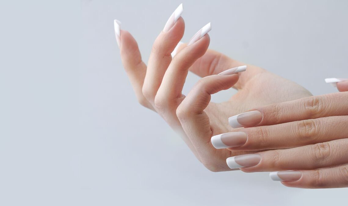 Coffin French Tip Nails