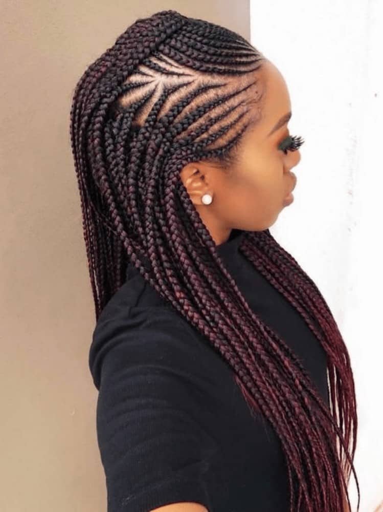 Copper Mohawk with Long African Braids