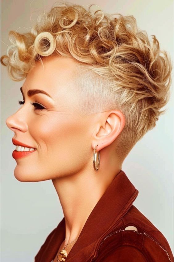 Crazy Blonde Curly Pixie Cut