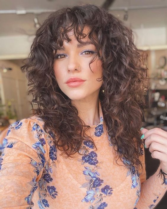 Curly Bangs Flirty and Fun