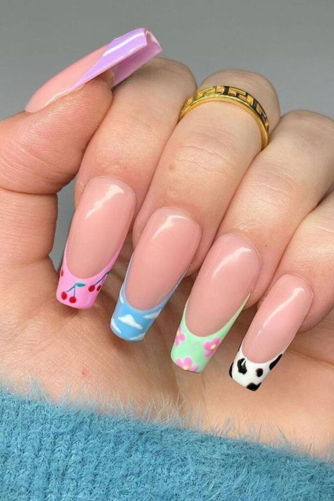 Cute Coffin French Tip Nails