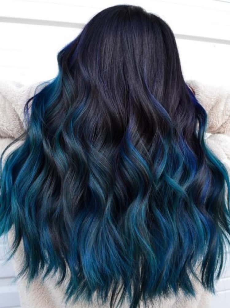 Dark Hair Subtle Blue Streaks