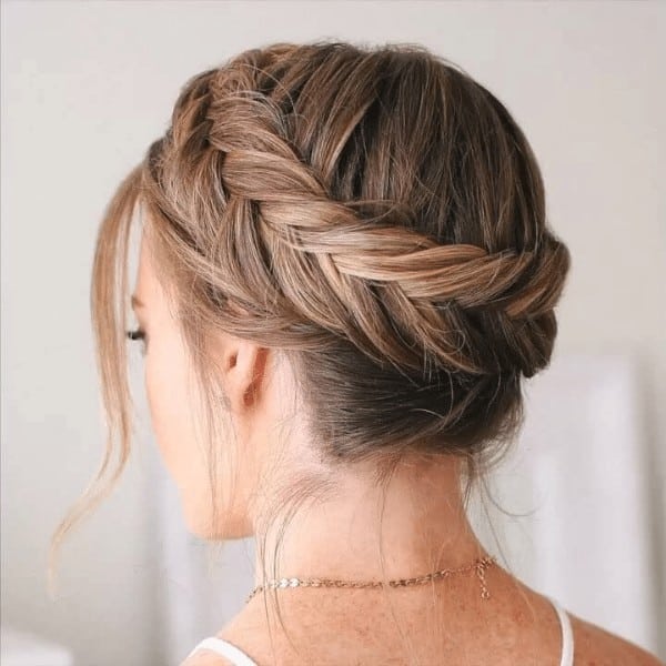 Dutch type fishtail crown braid