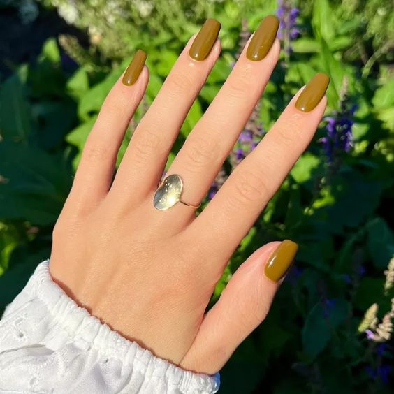 Earthy Green Ballerina Nails