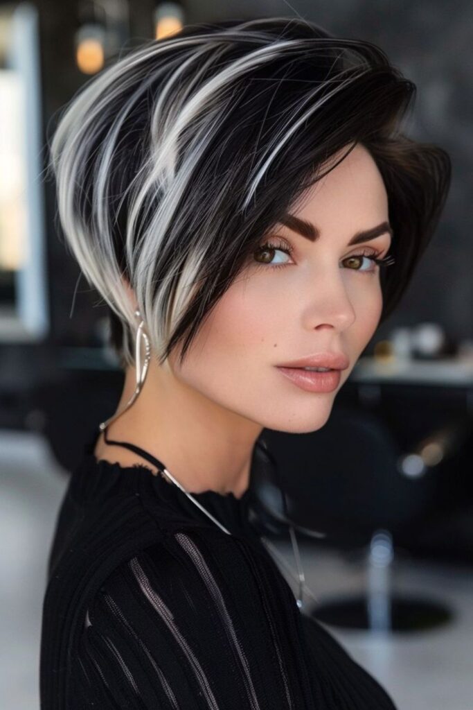 Edgy Pixie Cut With Silver Highlights