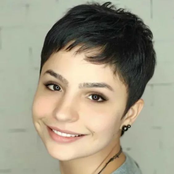 Feathered Baby Bangs Short Pixie Cut