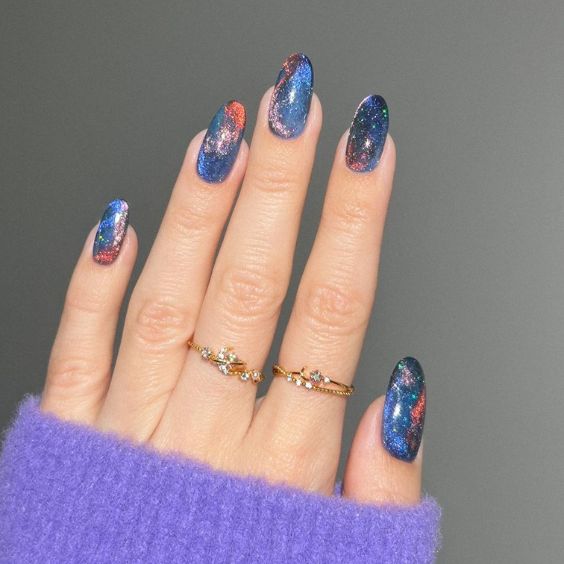 Galaxy Almond Nails