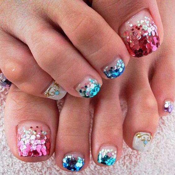 glitter toe nails design