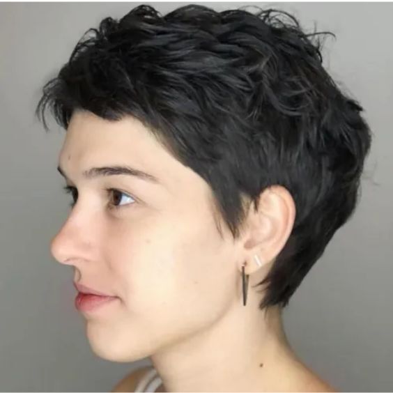 Gorgeous Brunette Wavy Pixie Cut