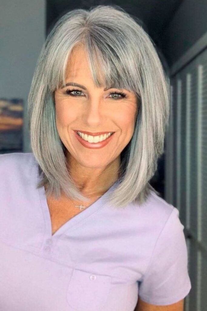 Gray Bob With Side Bangs