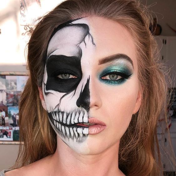 Half-Skeleton Makeup