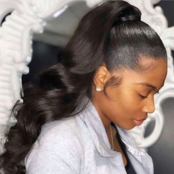 High Ponytail with Waves