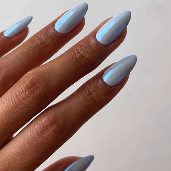 Ice Blue Gel Nails