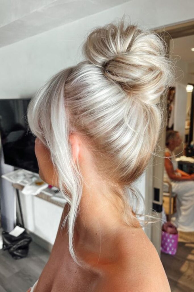 Icy Blonde High Bun