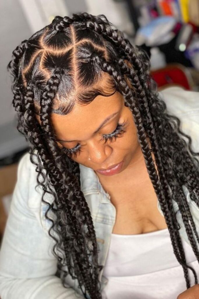 Jumbo Triangle Braids With Curls