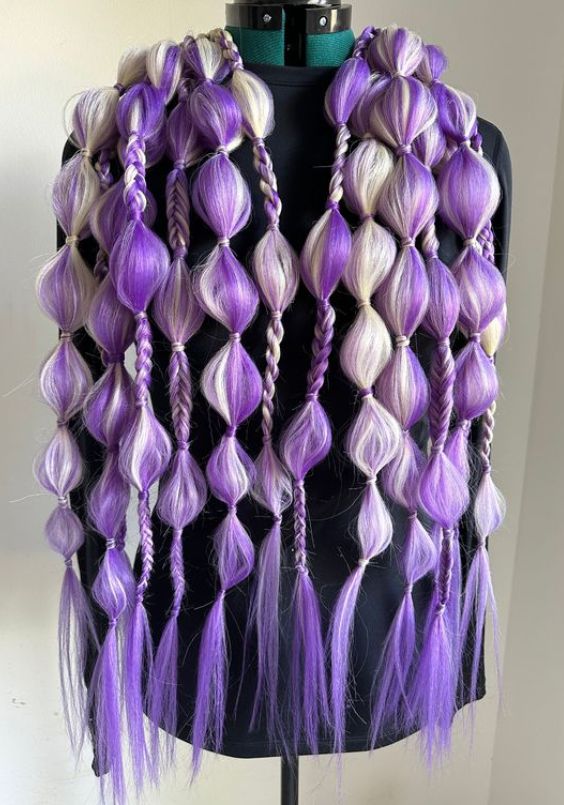 Lavender and Blonde Bubble Ponytail