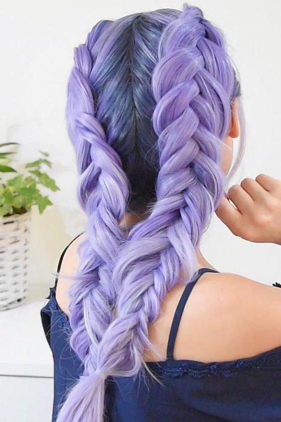 Lavender and Blonde Dutch Braids