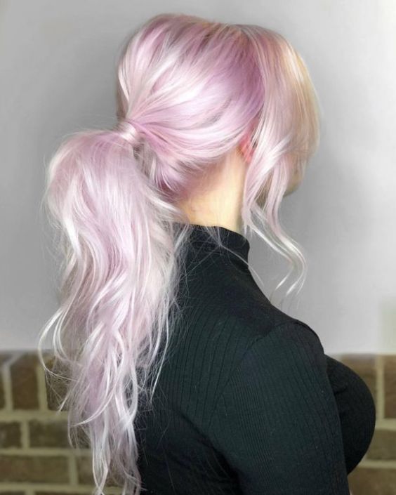 Lavender Ponytail with Blonde Tips