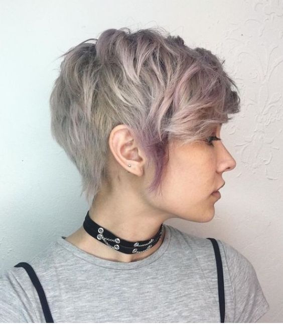 Lavender Tousled Pixie with Blonde Accents