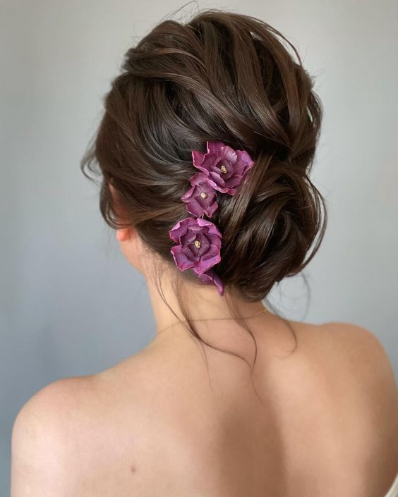 Low Bun with Flowers