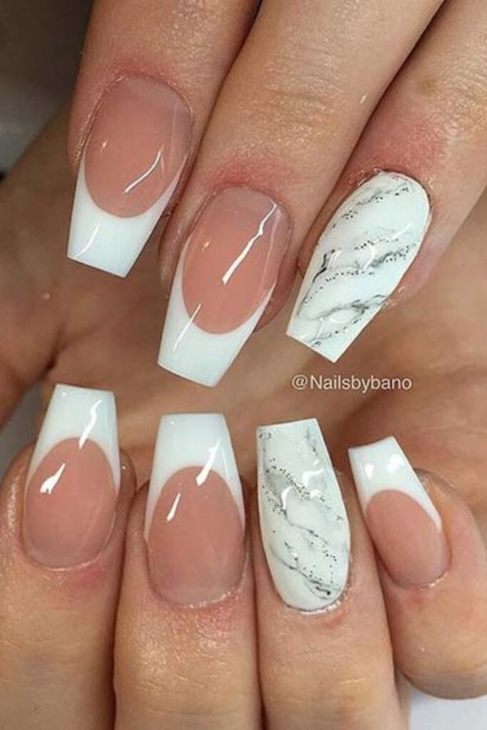 Marble French Tip Nails