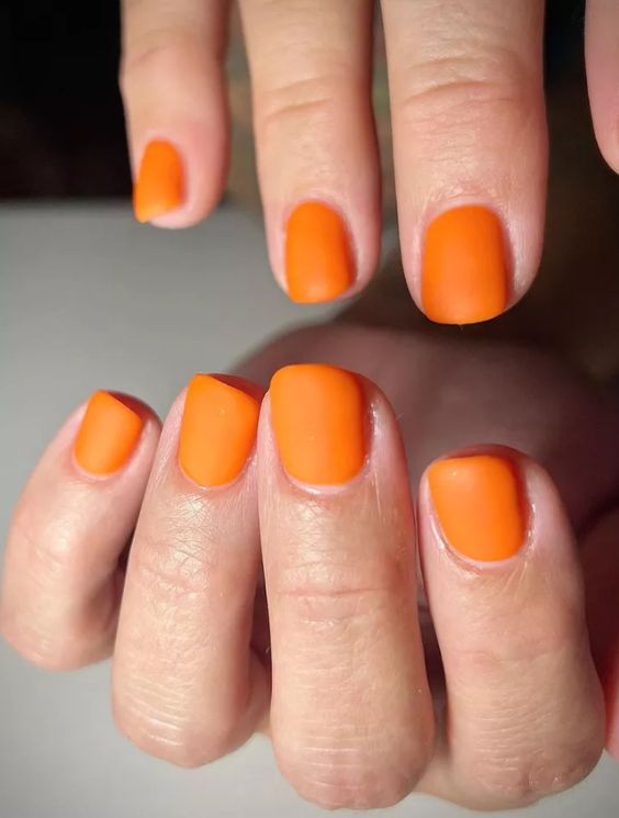 Matte Orange Thanksgiving Nails