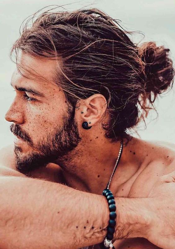 Messy Man Bun with Beard