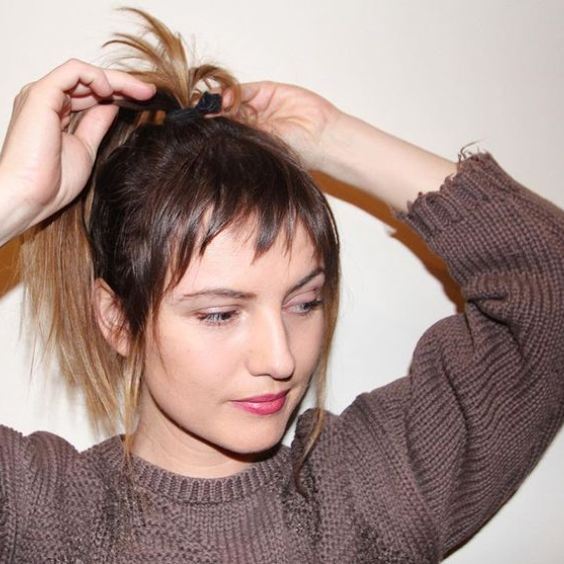 Micro Bangs with Slicked-Back Hair