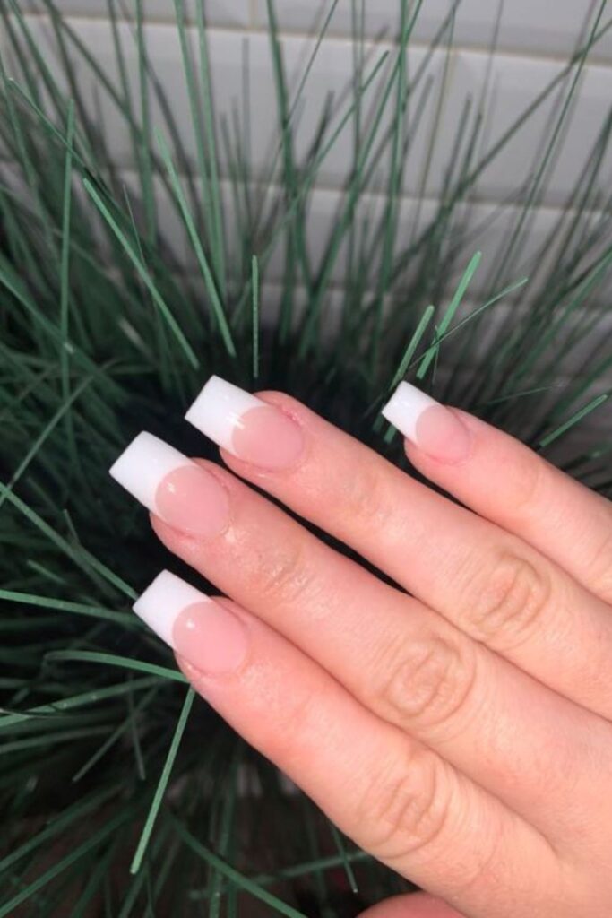 Midi Coffin French Tip Nails