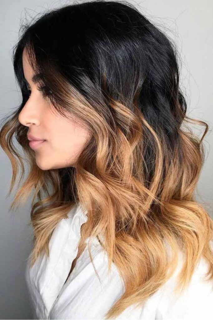 Ombre Blonde Highlights On Black Hair