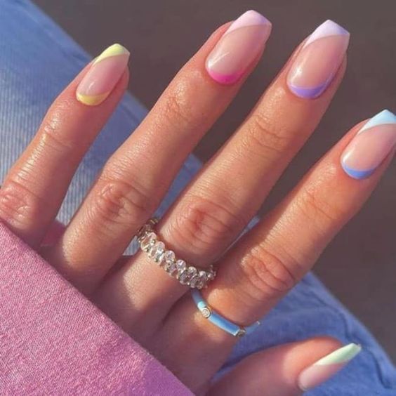 Pastel Short Coffin Nails