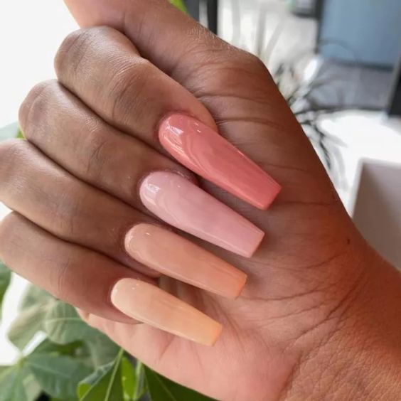 Peach Gradient Ballerina Nails