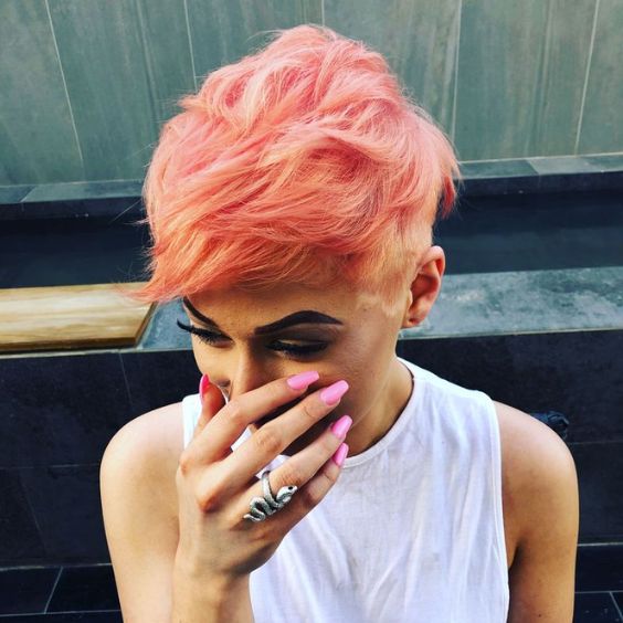 Peach Pink Pixie Cut