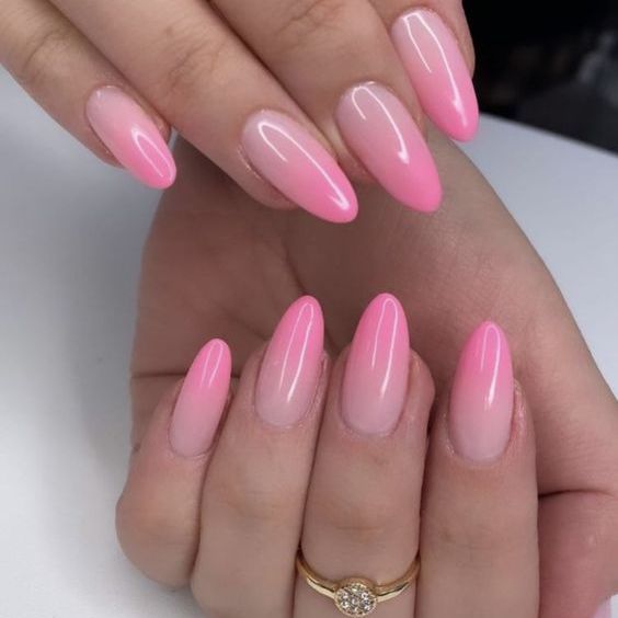 Pink Ombré Almond Nails