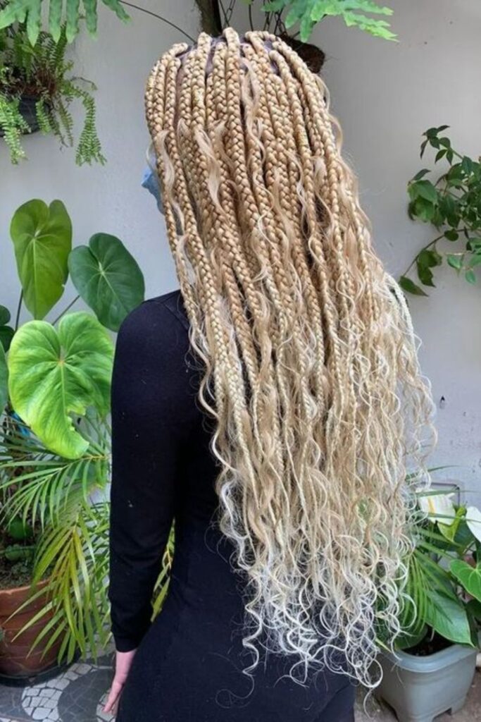 Platinum Braids With Curly Hair