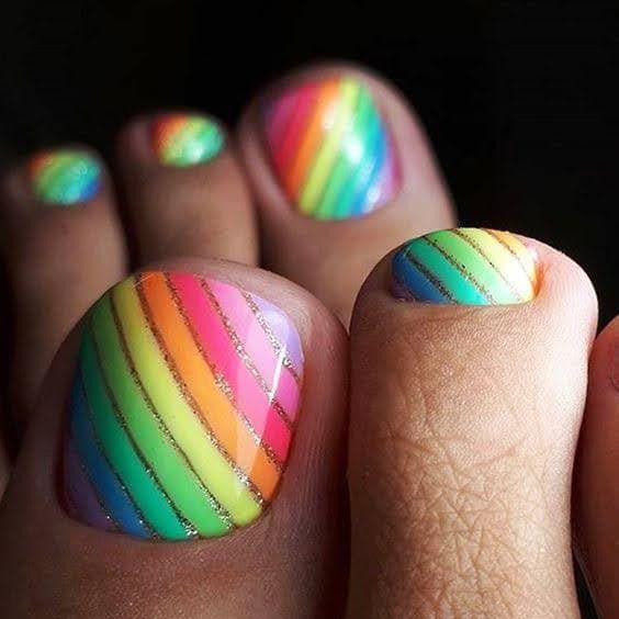 Rainbow Bright Toe Nails